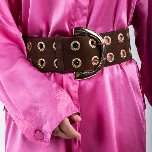 LOVE MOSCHINO BROWN CLASSIC BELTWOMENS SIZE 90CM